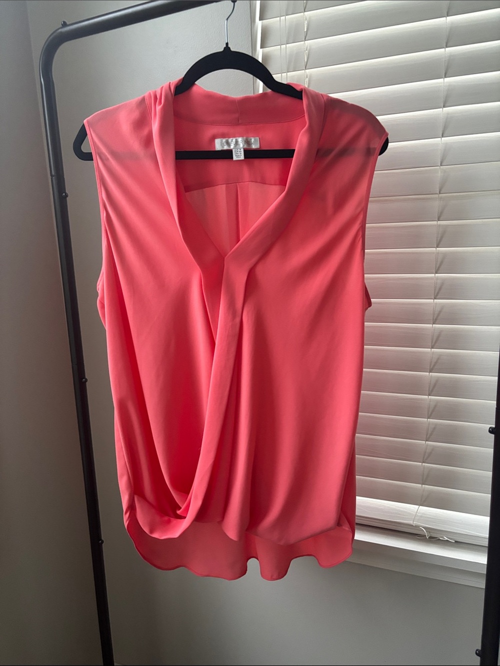 Sleeveless Draped V-Neck Top - Coral Pink